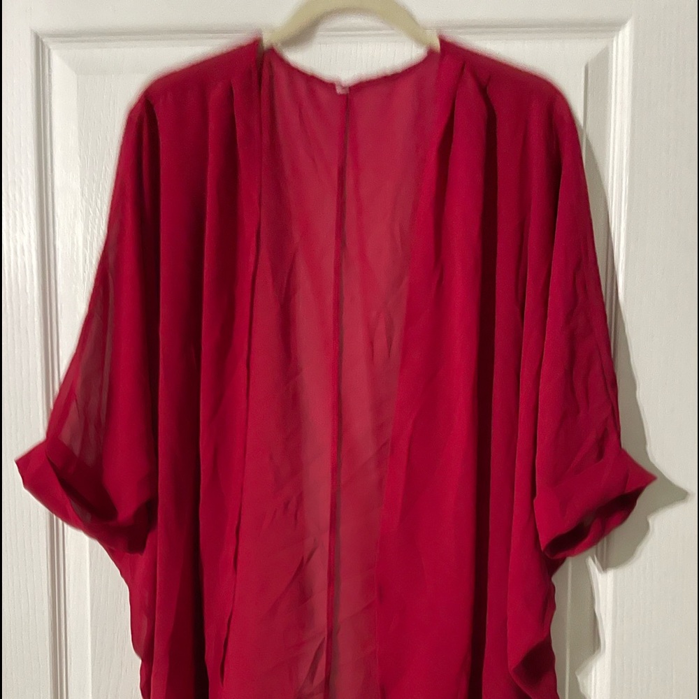 Red sheer cardigan